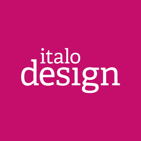 ItaloDesign logo op paarse achtergrond